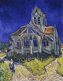 L'Église d'Auvers-sur-Oise, huile sur toile de Vincent van Gogh (1890, musée d'Orsay). Voir aussi l'article décrivant l'édifice. (définition réelle 3 434 × 4 433)