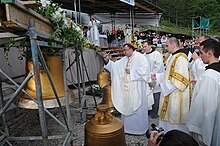 Ceremony of blessing of the bell in Hungary Vinko Puljic u Podmilacju 5838.JPG