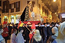 Night Rosary procession in Malaga, Spain 001 Rosary procession Malaga, Spain - Procesion de Nuestra Senora del Rosario.jpg