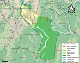 Carte en couleurs présentant l'occupation des sols.