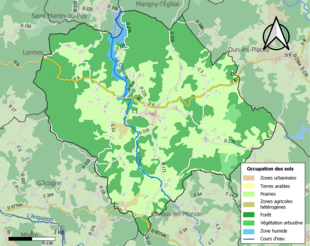 Carte en couleurs présentant l'occupation des sols.