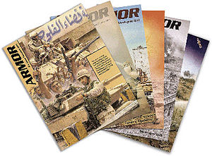 English: Covers of backissues of ARMOR magazine