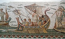 A scene from the Odyssey portrayed in an Ancient Roman mosaic Bardo(js)014(js).jpg