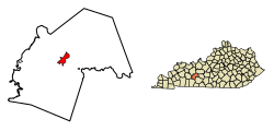 Location of Morgantown in Butler County, Kentucky.