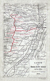 Carte du réseau des chemins de fer vicinaux du Bas-Rhin inaugurés en 1864.