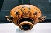 Fig. 16. Bearded snake-haired gorgoneion; kylix eye-cup, Munich, Staatliche Antikensammlungen 2027 (second half of the sixth century BC)[81]