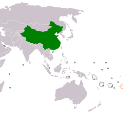 ChinaとNiueの位置を示した地図