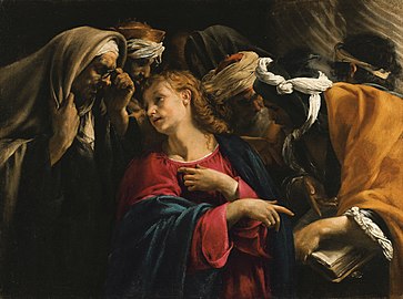 Christ amongst the Doctors, oil on canvas painting by Orazio Borgianni.jpg