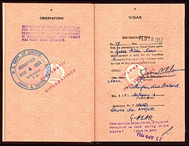 Dame Hilda Ross - Visas in passport (1952)
