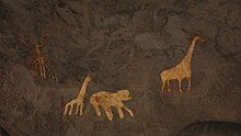 Wild animals depicted in the caves of Dhaymoole, many of which have gone extinct in the region Dhaymoole Rock art in Somaliland.jpg