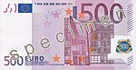 Face recto d'un billet de 500 euros.