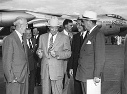 Eisenhower and members of his Cabinet inspect the YB-52 prototype of the B-52, c.1954 Eisenhower inspects YB52.jpg