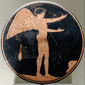 Erós, červená cívka z Atiky, cca 470 – 450 př.n.l.