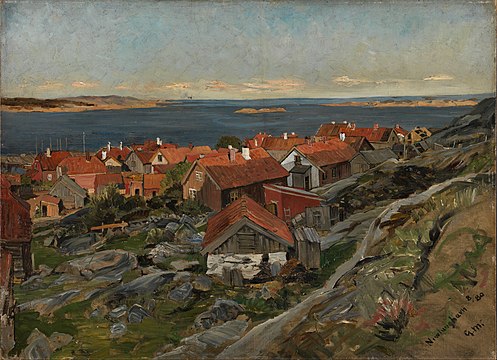 Udsigt over Nevlunghavn, 1880 En bygd i Larvik kommune