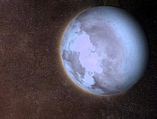 Artist's impression of Gliese 581 c, the first terrestrial extrasolar planet discovered within its star's habitable zone Glieseupdated.jpg