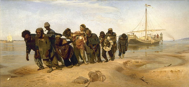 Слика Бурлаци на Волги (Иља Репин, око 1870)