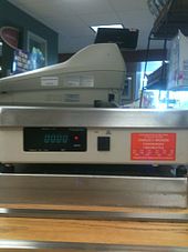 Scales used for trade purposes in the United States, as this scale at the checkout in a cafeteria, are inspected for accuracy by the FDACS's Bureau of Weights and Measures. Inspected scale 2.jpg
