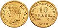 10 francos de Westphalia a nome de Xerónimo Bonaparte (1813).