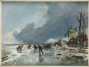 Vue hivernale avec patineurs, (1864).