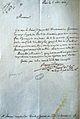 Lettre du 6 août 1821 de Joseph Marie Stanislas Becquey Beaupre, inspecteur divisionnaire des Ponts & Chaussées, remerciant Louis Becquey, directeur général des Ponts & Chaussées, de l'attribution du titre honorifique d'inspecteur divisionnaire honoraire[9].