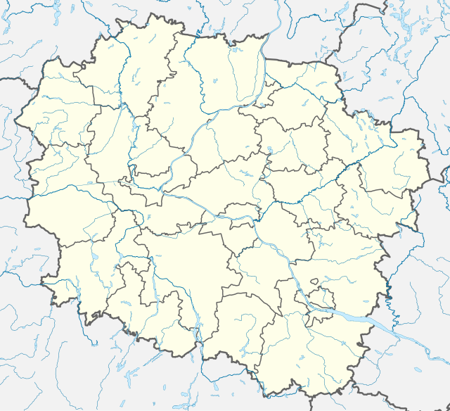 Mapa konturowa województwa kujawsko-pomorskiego, u góry po lewej znajduje się punkt z opisem „Sępólno Krajeńskie”