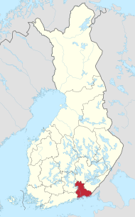 Pozicija Kymenlaaksoa na karti Finske