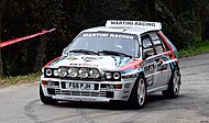 Lancia Delta HF Integrale. Lancia is the manufacturer with the most wins in the WRC: 11 world Championship for Manufacturers, with 6 consecutives.