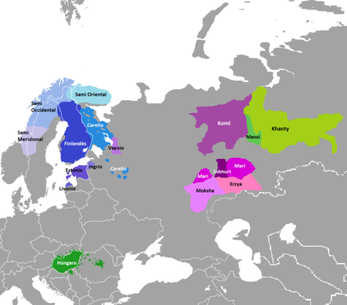 Map of Finno-Ugric languages