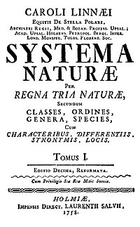 Prumière pache dé Systema Naturæ (1758)