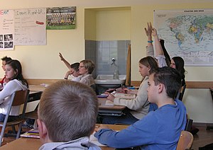 Pupils in a traditional classroom situation si...