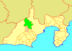 Location of Honkawane in Shizuoka Prefecture