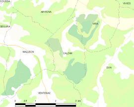 Mapa obce Calzan