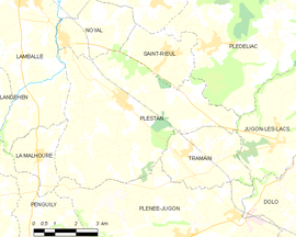 Mapa obce Plestan