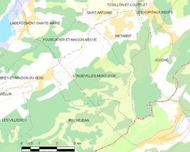 Mapa obce Longevilles-Mont-d'Or