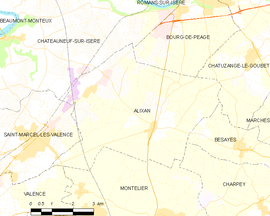 Mapa obce Alixan