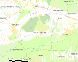 Mapa obce Sanilhac-Sagriès