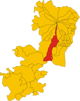 Belpassos läge i Catanias storstadsregion