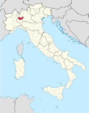 Положение метрополитенского города Милан на карте Италии