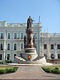 Stein-Denkmal für die Gründer der Stadt Odessa mit Bronze-Figuren