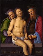 Entombment, by Pietro Perugino, with Nicodemus and Joseph of Arimatea