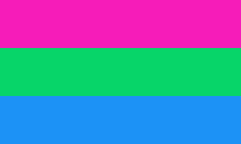 Cores rosa-verde-azul, em tons mais escuros se comparado com a panssexual