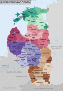 Administrative divisions of Reichskommissariat Ostland (RKO) Reichskommissariat Ostland Administrative.png