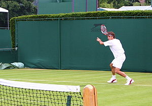 Roger Federer at Wimbledon, 2005 Photo by Alex...