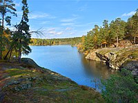 Vy mot sjön från bron över Ältaån.