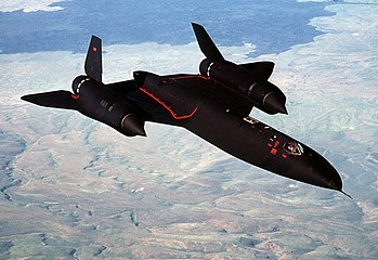 A U.S. Air Force Lockheed SR-71 Blackbird high-speed reconnaissance aircraft