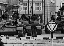 The U.S. Army deployed a tripwire force to Berlin during the Cold War to deter the Soviet Union, whose tanks are pictured here during the Berlin Crisis of 1961. Soviet tanks in Berlin 1961.jpg