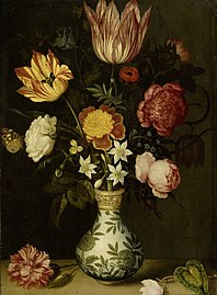Kukka-asetelma Wan-Li -maljakossa, 1619, 31 × 22,5 cm Rijksmuseum, Amsterdam.