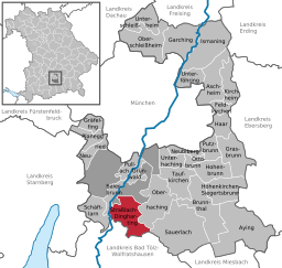 Läget för Straßlach-Dingharting i Landkreis München