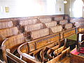 Tiered pews on gallery Plough Lane Chapel, Lion Street, Brecon.