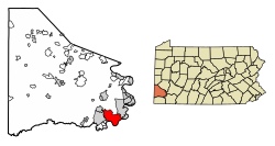 Location of Centerville in Washington County, Pennsylvania.